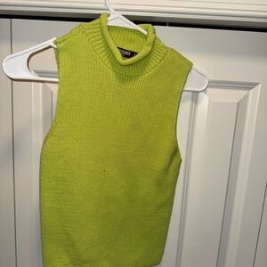Missguided Lime Green Sleeveless Turtleneck Top